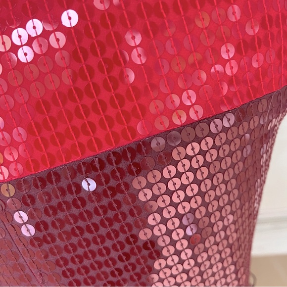 NWT $345 DKNY Sleeveless Red Lacquer Color Block Stretch Sequin Sheath Dress - Picture 11 of 16